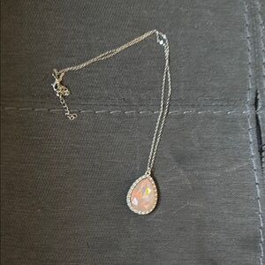 Pastel Teardrop Pendant Necklace with Silver Chain
